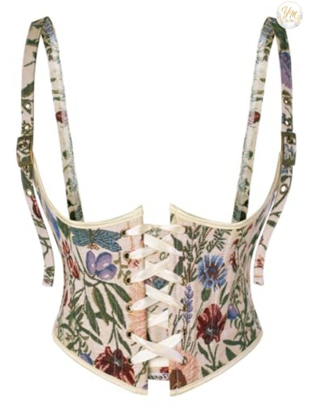 Floral Renaissance Underbust Corset Belt Lace-Up Boned Waist Belt